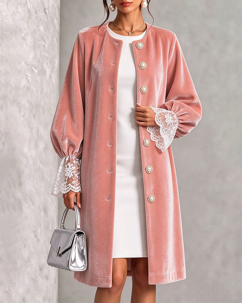 Patchwork Sleeve Button Trendy Coat