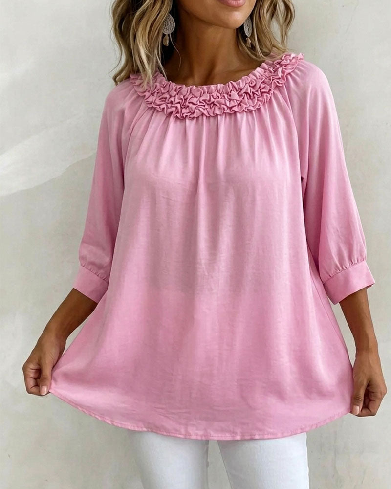 Half-Sleeved Floral Loose Blouse