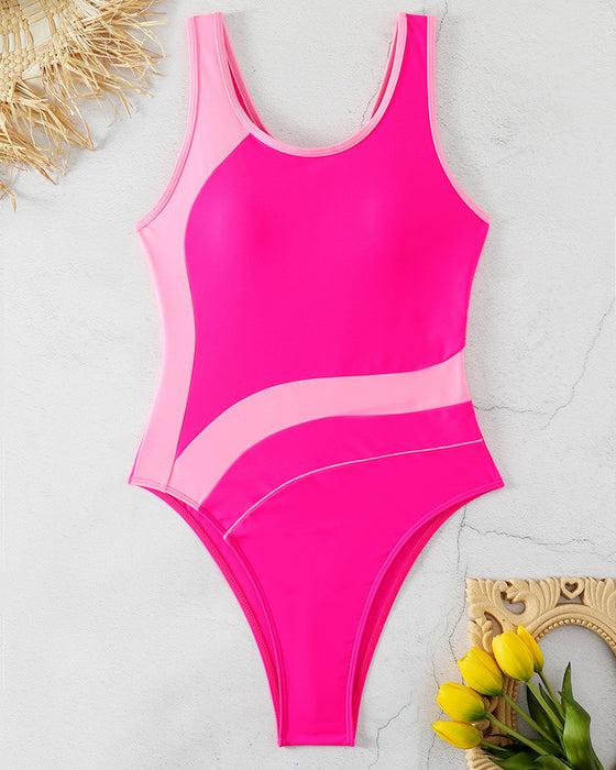 Fashionable one-piece swimsuit in contrasting colors