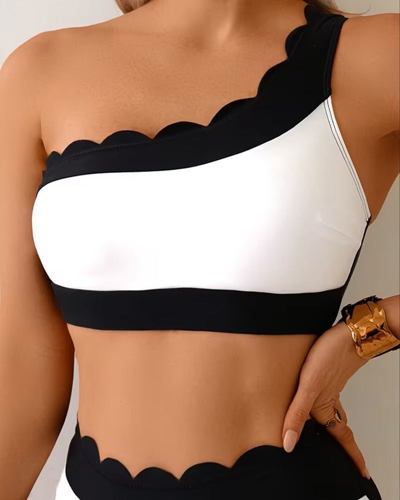 Color-Block Bikini-Style Two-Piece Swimsuit