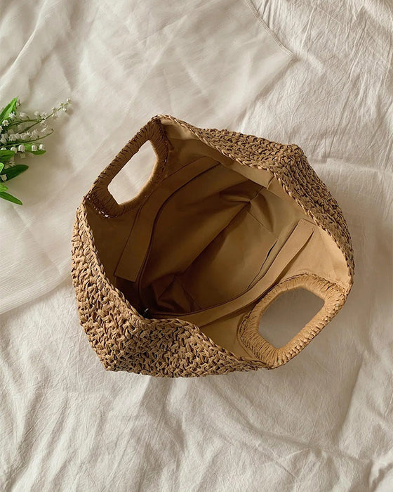 Moon-Shaped Straw Bag