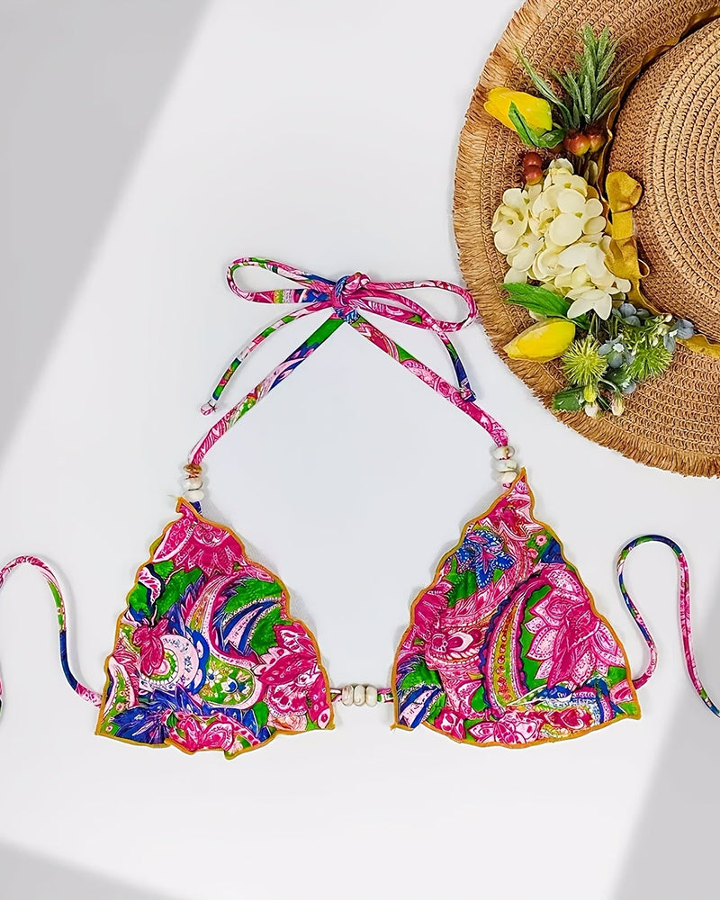 Colorful Floral Strap Bikini