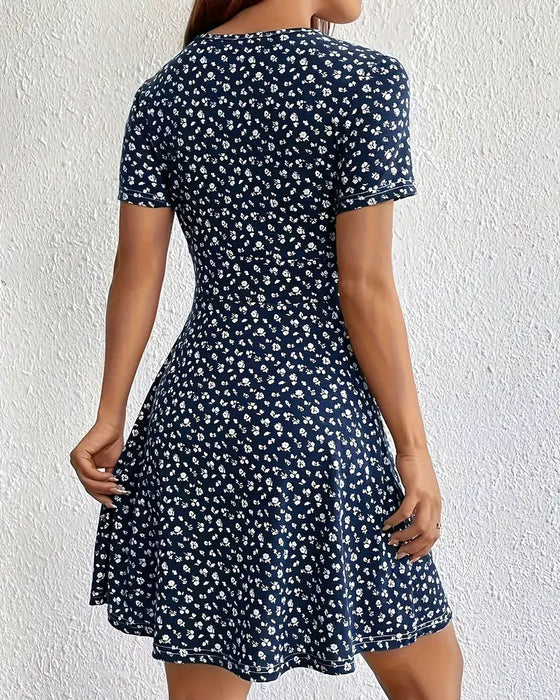 Floral V-Neck Casual Dress