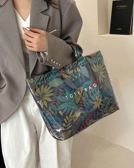 Women's Camo And And Leaf Print Tote Bag