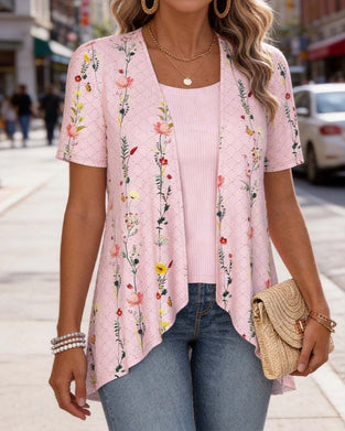 Fake Two Piece Floral Blouse