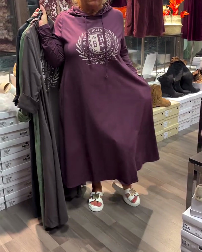 Hooded Printed Sweatshirt Dress