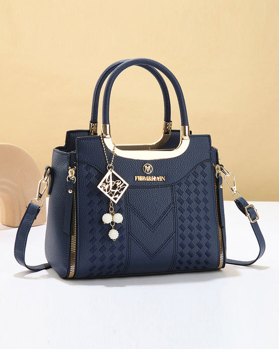 Women's V-Stitched Top-Handle Satchel Bag