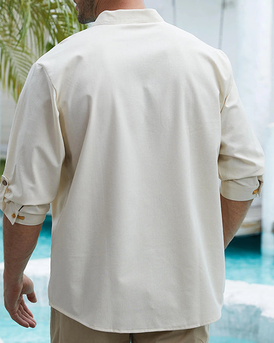 Chinese Style Square Neck Casual Shirt