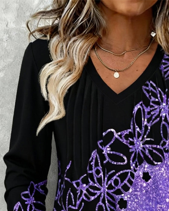 Long-Sleeved V-Neck Top