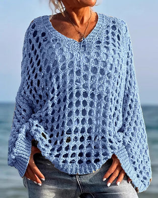 Long Sleeve Hollow Out Pullover