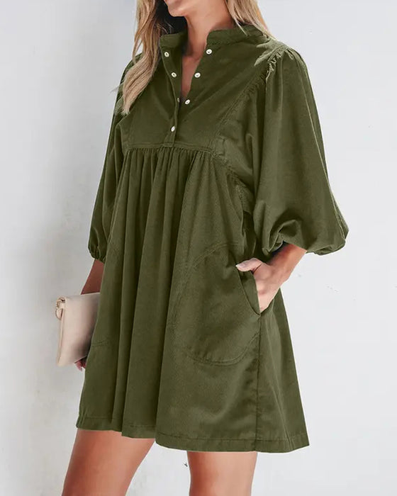 Plain Corduroy Mini Dress