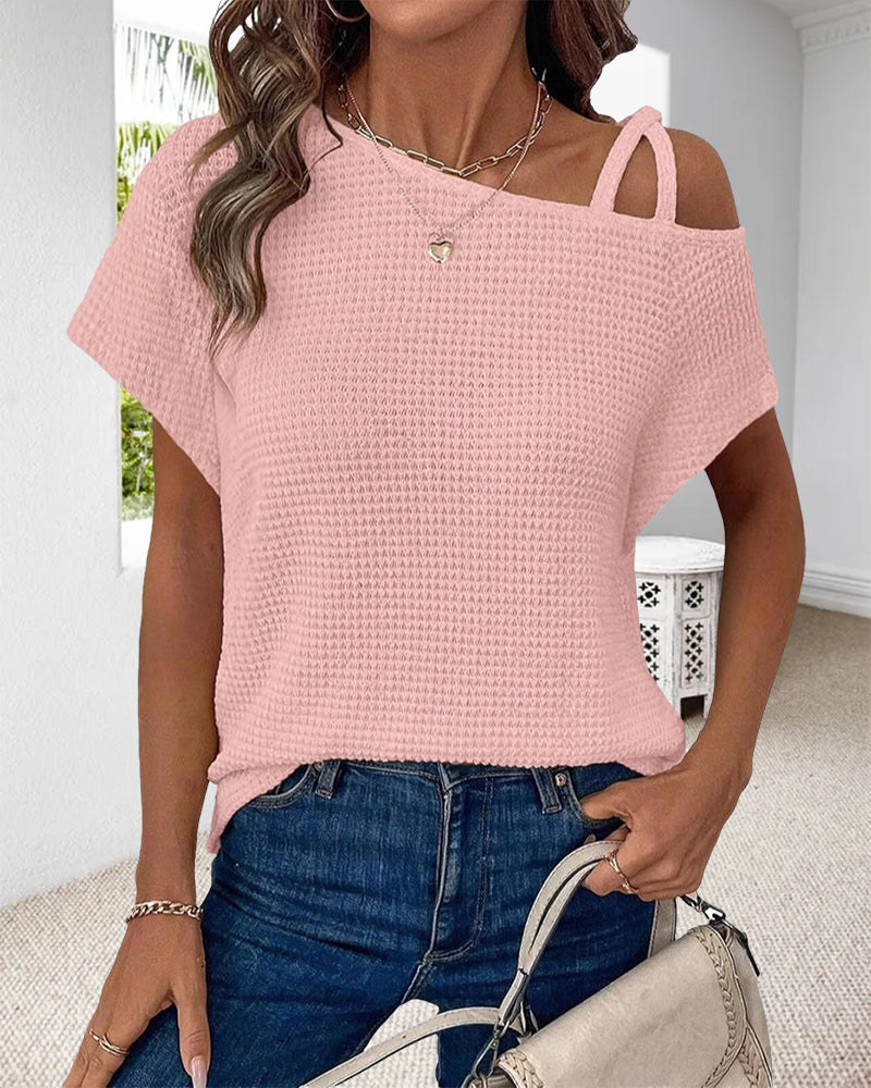 One-Shoulder Tie Front Casual T-Shirt