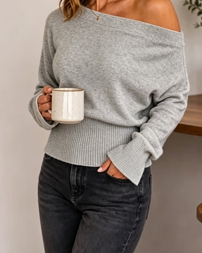Long-Sleeved Off-Shoulder Waist Top