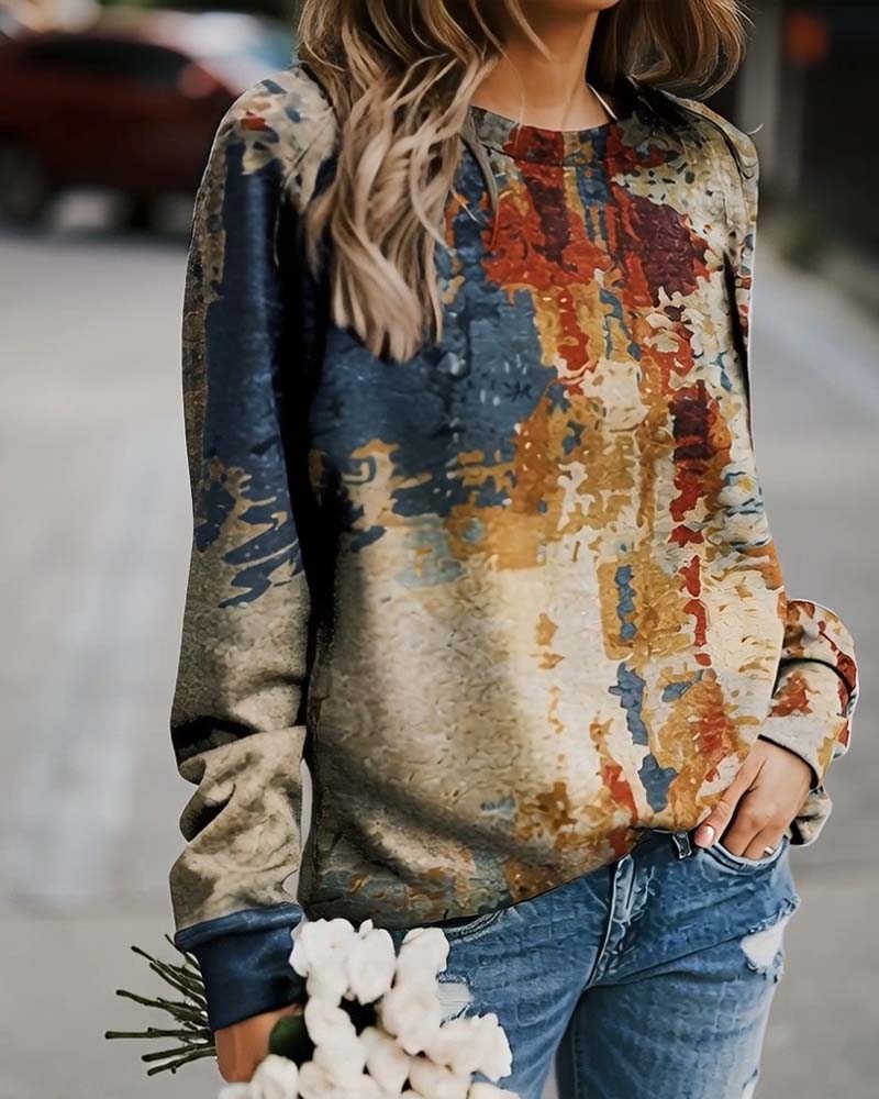 Vintage Printed Casual Top