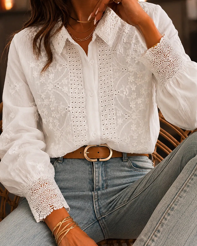 Lapel Cutout Detail Blouse