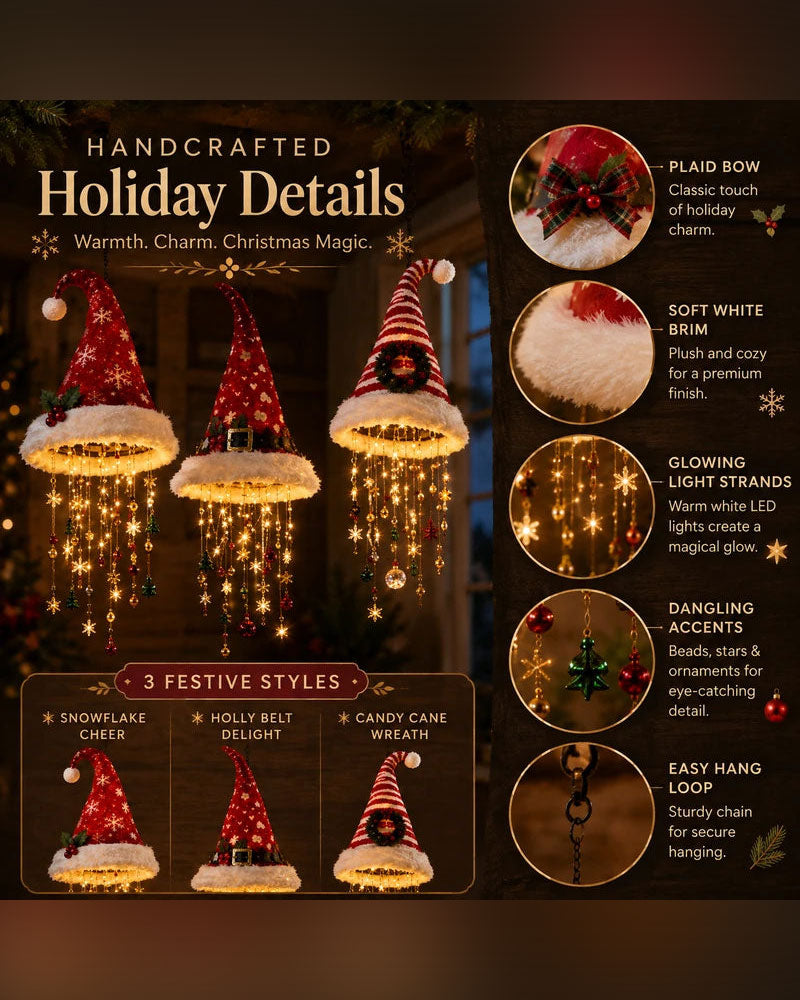 🎅 Lighted Santa Hat Hanging Chandelier 🎄
