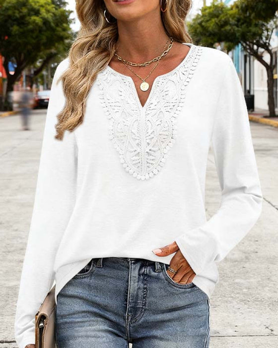 Elegant V-Neck Top With Long Sleeves For Women