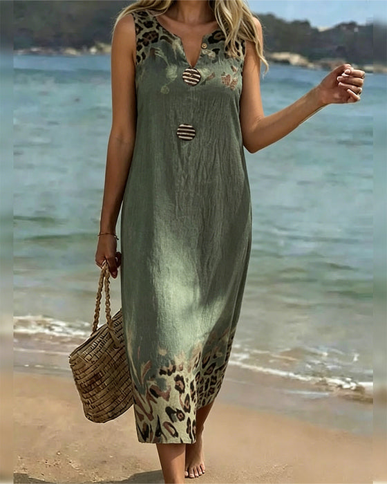 Sleeveless Leopard Print Casual Dress