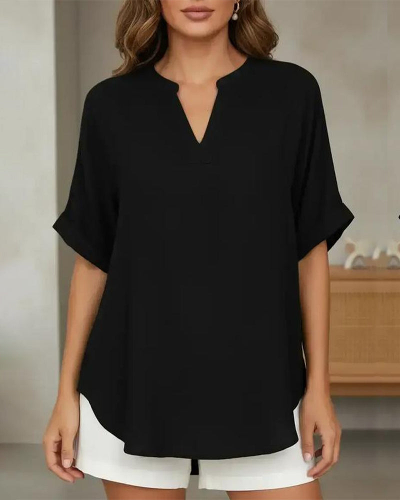 Loose Solid Color Women's Casual Blouse