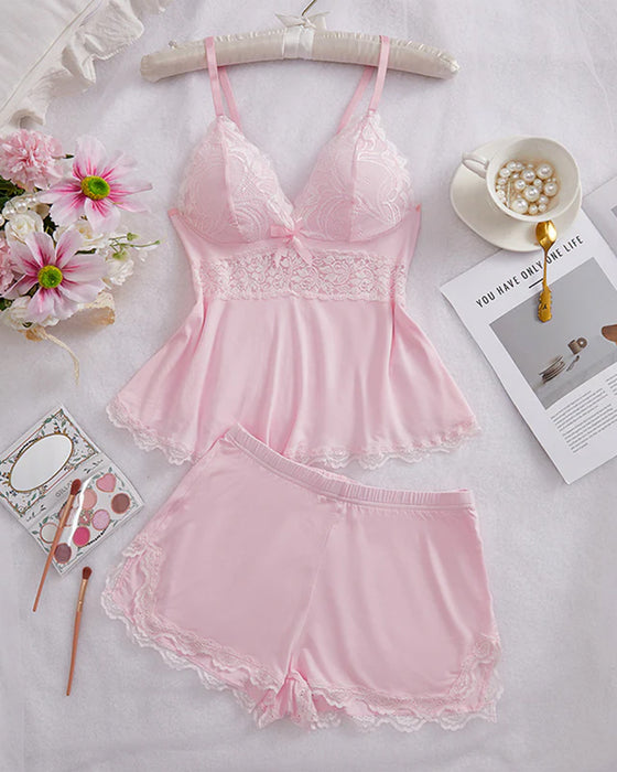 Lace V-neck Camisole and Shorts Sleepwear Set