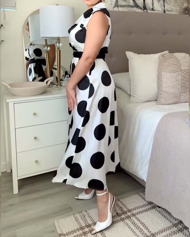 Elegant Polka Dot Sleeveless Dress