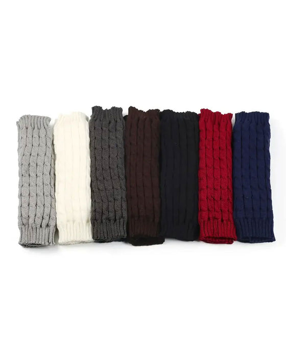 Fleece Lined Cable Knit Leg Warmers Thermal Boot Cuffs