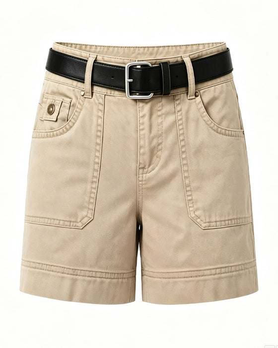 Mid-Rise Solid Color Shorts