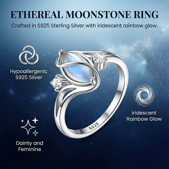Oval Moonstone Geometric Ring