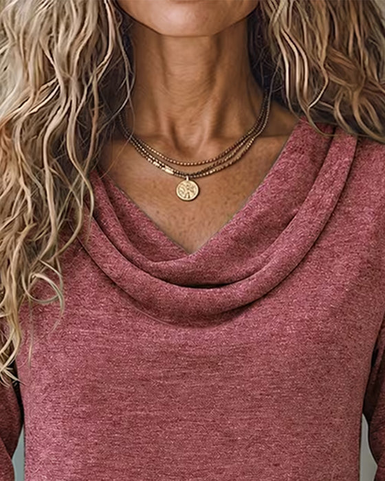 Mock Neck Long Sleeve Solid Top