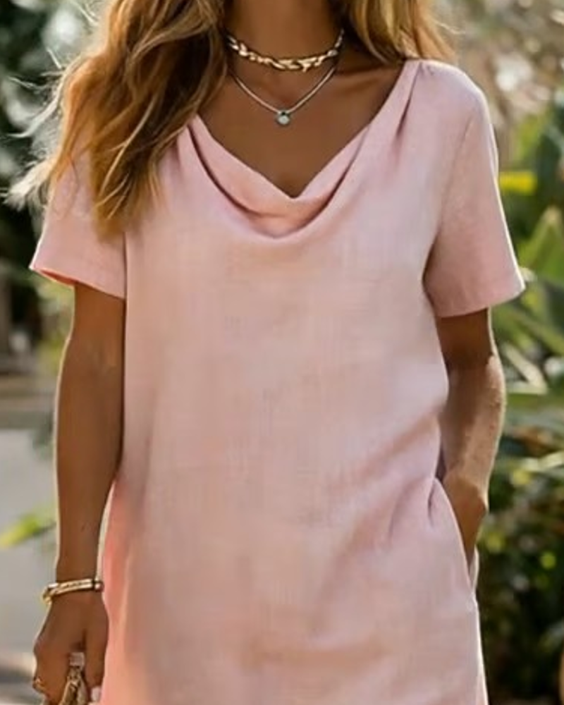Straight-Cut Cowl-Neck Dress