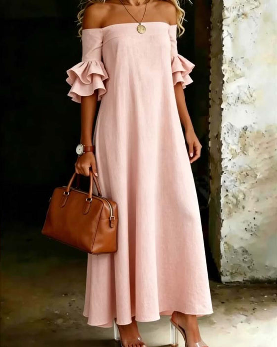 One Shoulder Ruffled Long Dress
