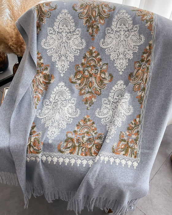 Printed Fringed Long Scarf