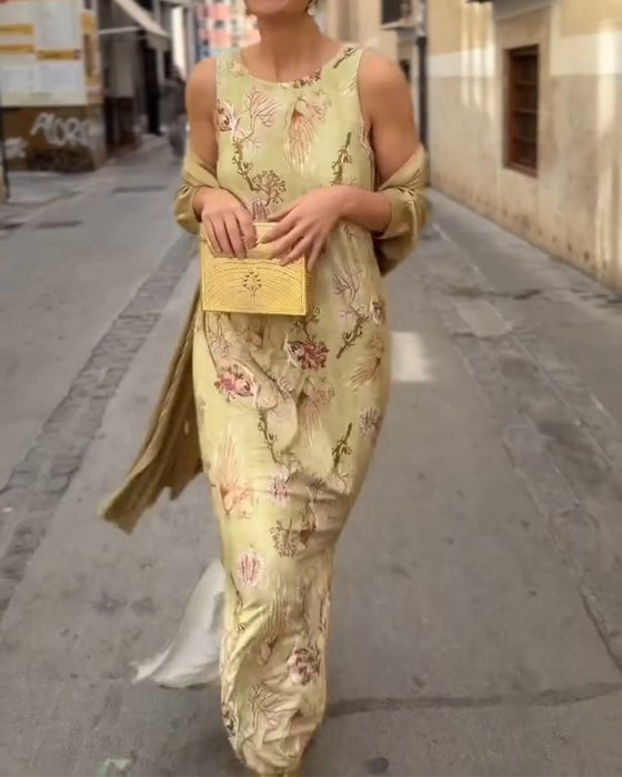 Sleeveless Maxi Dress + Matching Cardigan Set