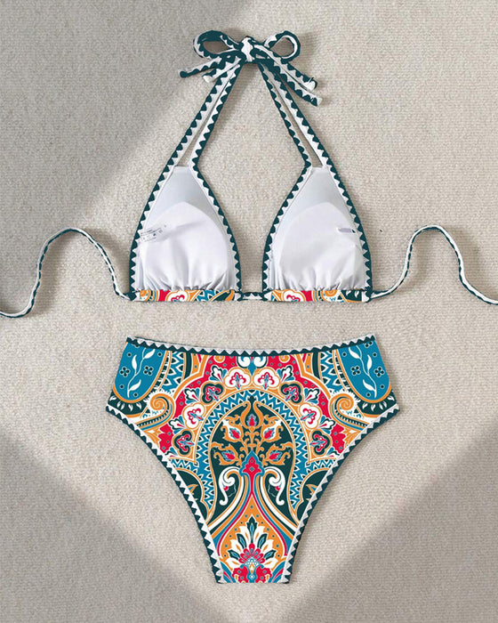Sexy Bra-Style Printed Triangle Swimsuit