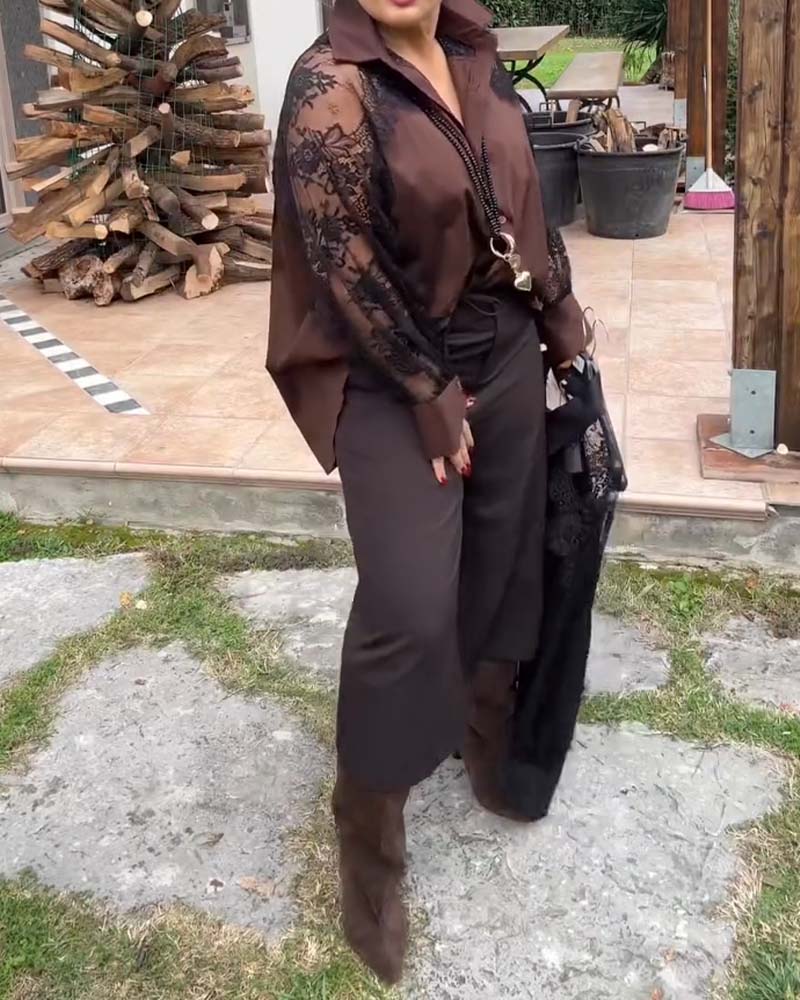 Sexy Patchwork Collared Shirt