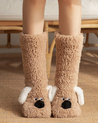 Cute Plush Dog Socks