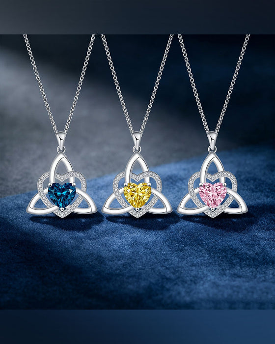 Birthstone Celtic Trinity Knot Heart Necklace✨ Heart Shape Celtic Trinity Knot Birthstone Pendant