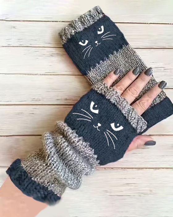 Cat Fingerless Gloves
