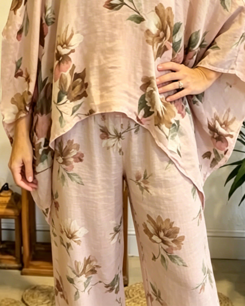 Printed Batwing Sleeve Loose Blouse