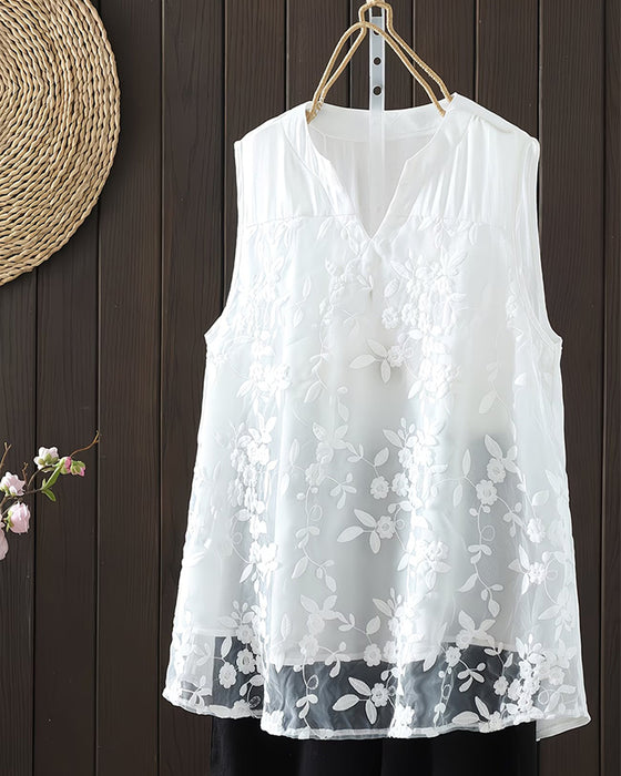 Sleeveless Small V-Neck Tank Top