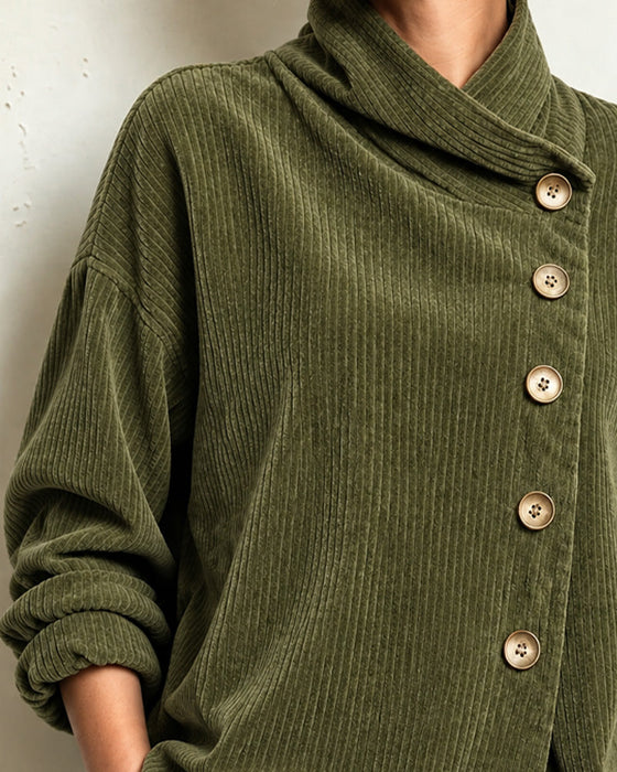 Turtleneck Button Loose Coat