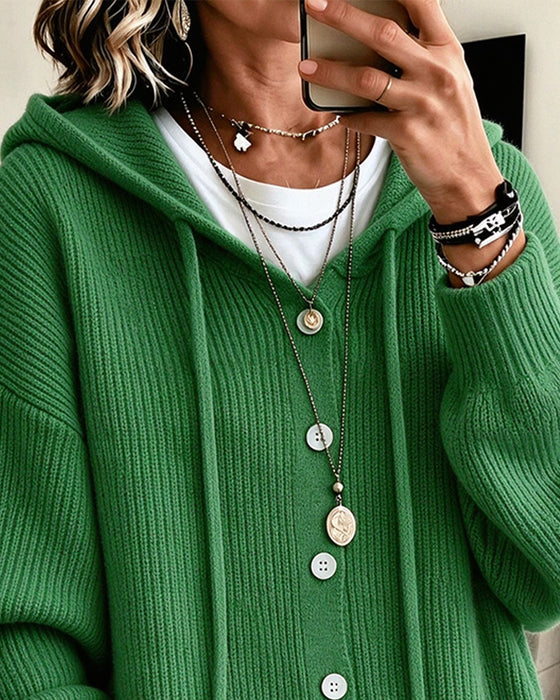 Hooded Button Loose Coat