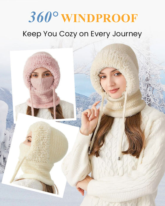 Wind-Resistant Outdoor Hat And Scarf For Women