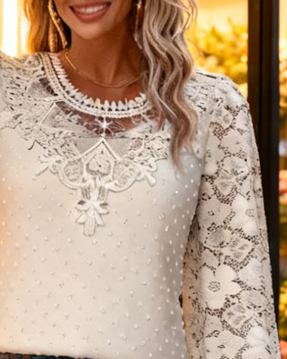 Elegant Solid Color Long-Sleeved Blouse