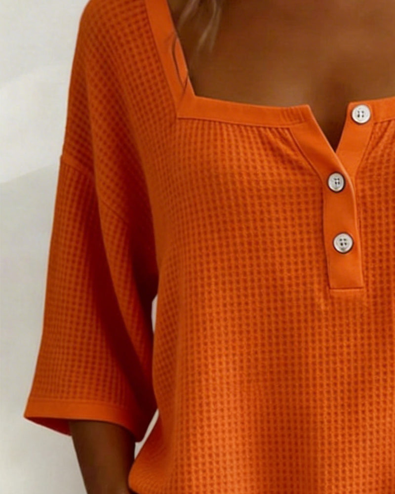 Square Neck Waffle Top