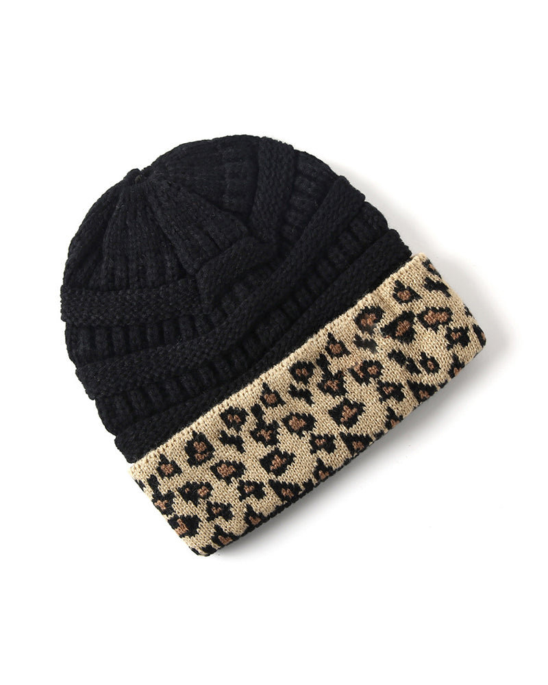 Women Winter Beanie Hat Leopard Warm Earflap Cap