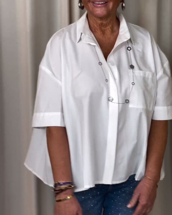 Short sleeve shirred blouse