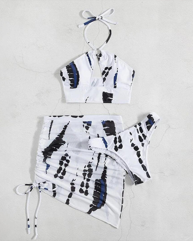 Sexy Halter-Neck Bikini Three-Piece Swimsuit