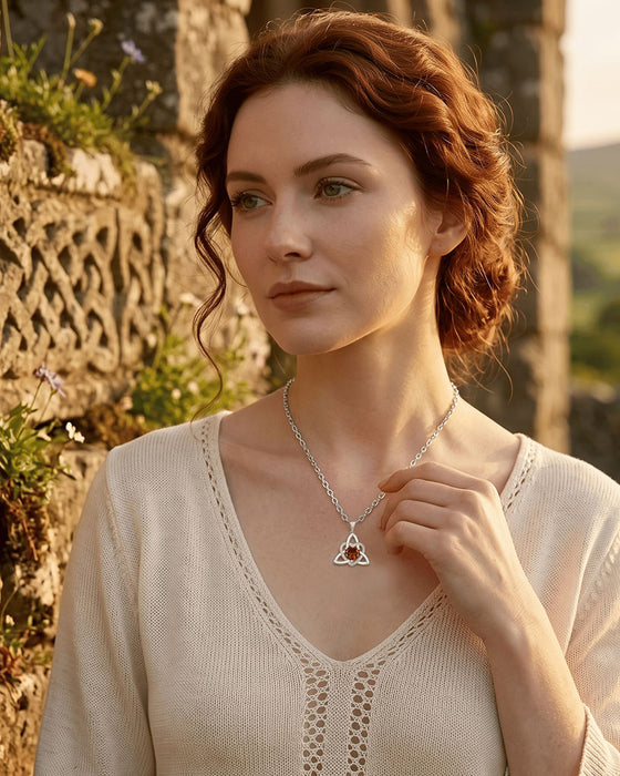 Birthstone Celtic Trinity Knot Heart Necklace✨ Heart Shape Celtic Trinity Knot Birthstone Pendant