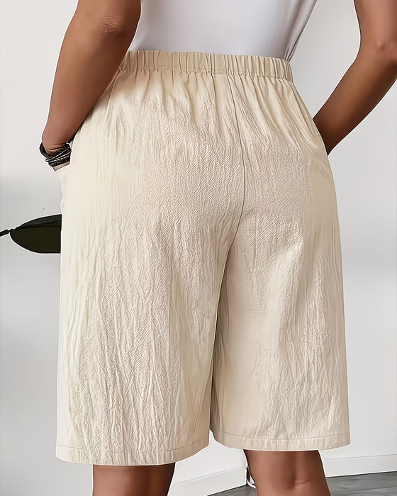 Fake Two-Piece Slit Skirt Capri Casual Pants